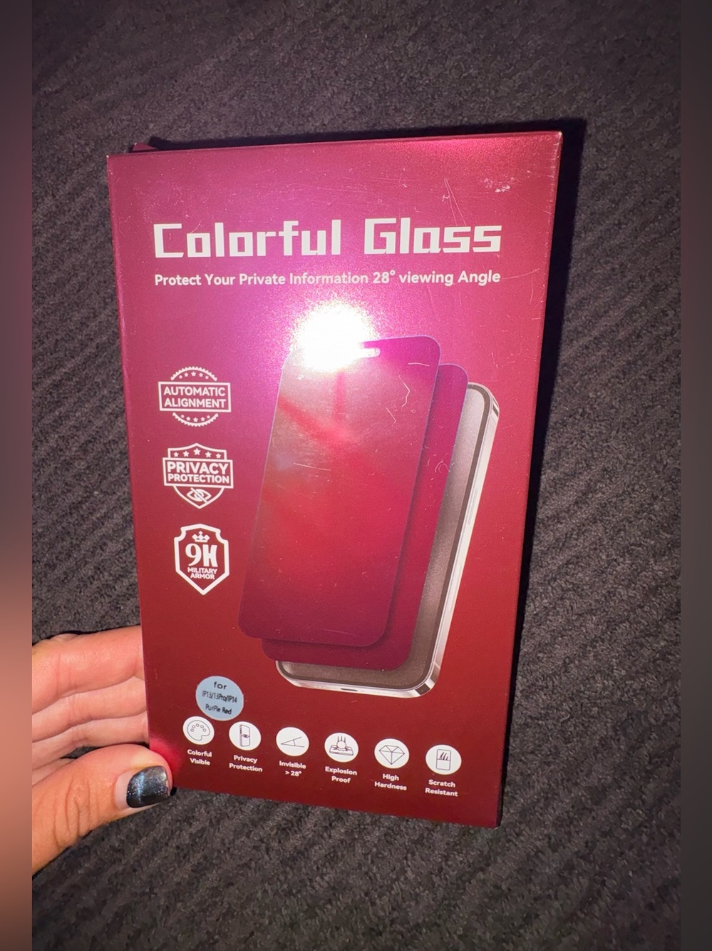Colorful Gloss Privacy Screen Protector - Reddish Pink IPhone 13/14